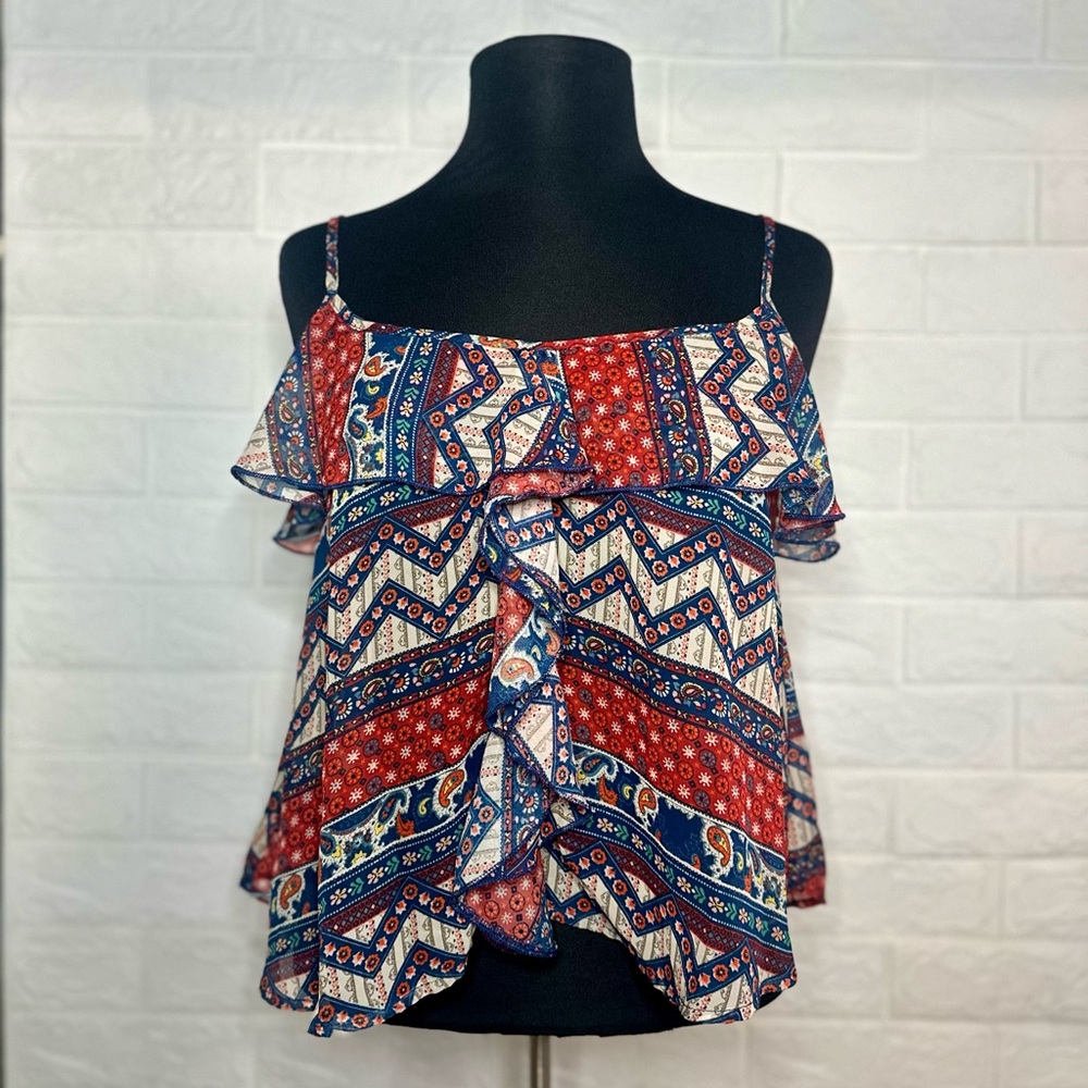 Boho Print Ruffle Cami